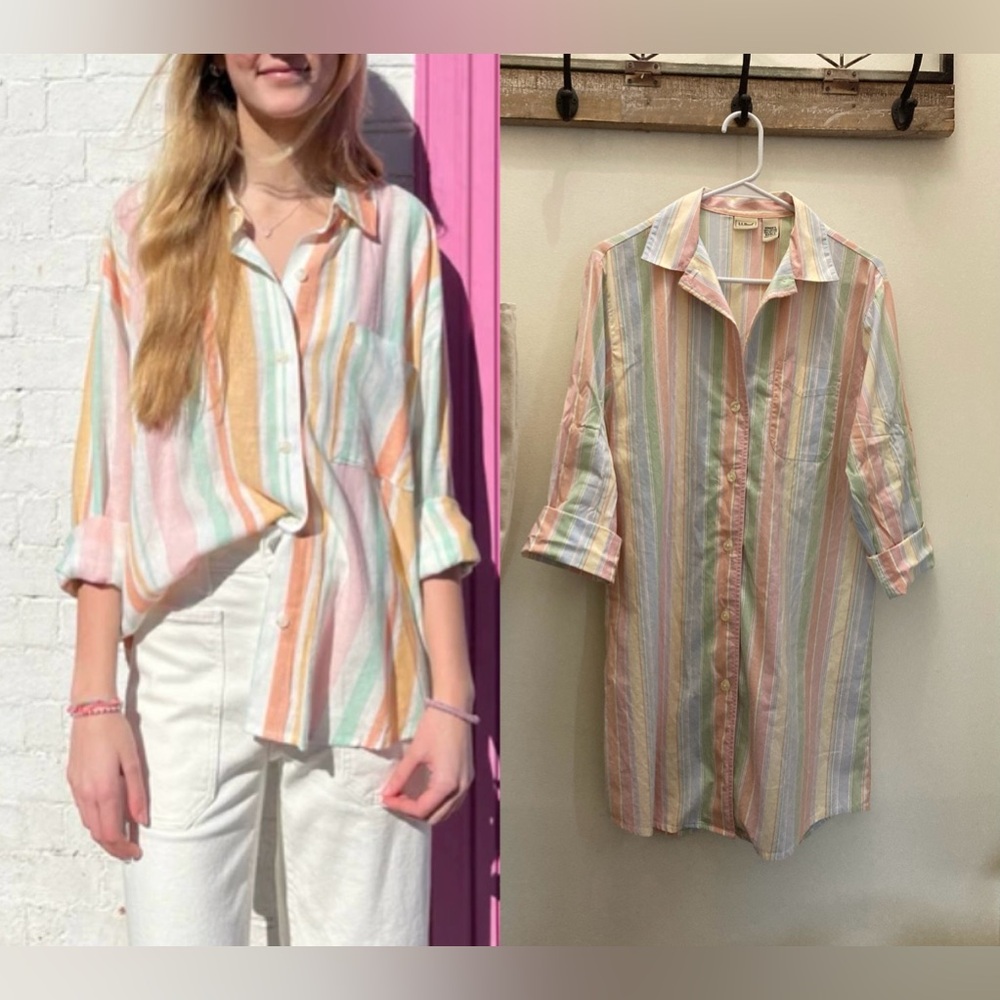 Vintage Pastel LL Bean Shirtdress